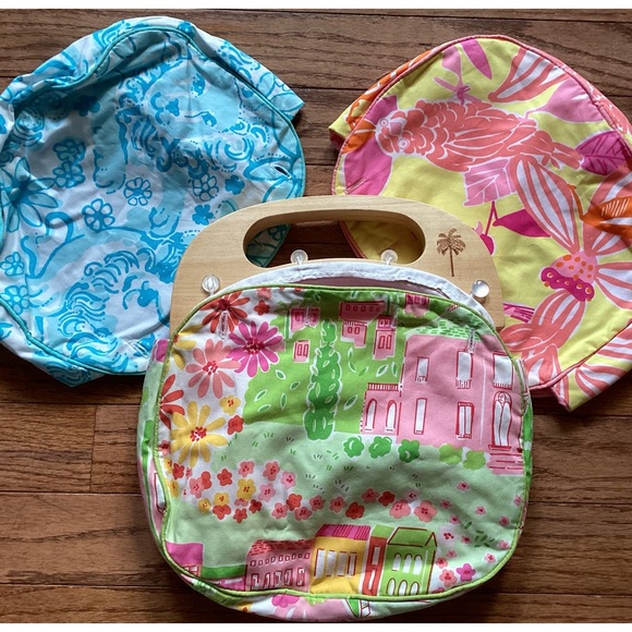 Lilly Pulitzer Handbags - Lilly Pulitzer Bermuda Bag Set 3 Covers Mediterranean, White Lions, Parrots